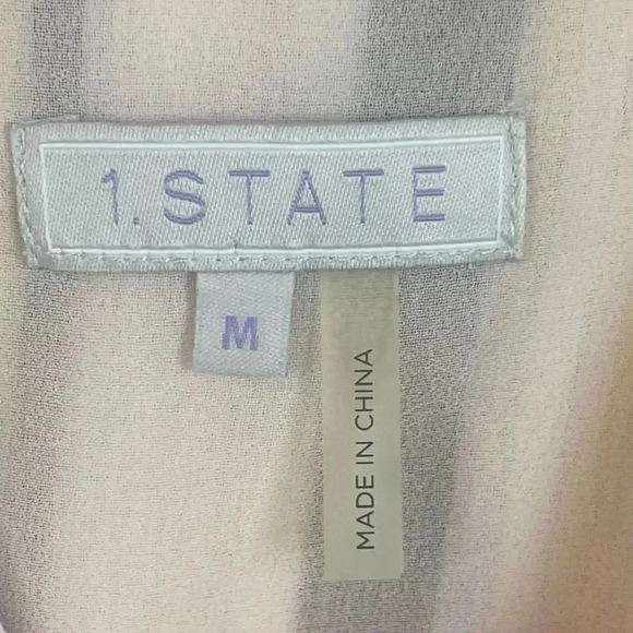 1 State Women's Medium Striped Spaghetti Strap Shorts Romper Pockets Pink Yellow - Picture 3 of 7